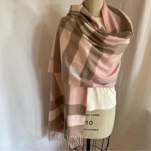 Pink Mocha extra large blanket scarf with fringe